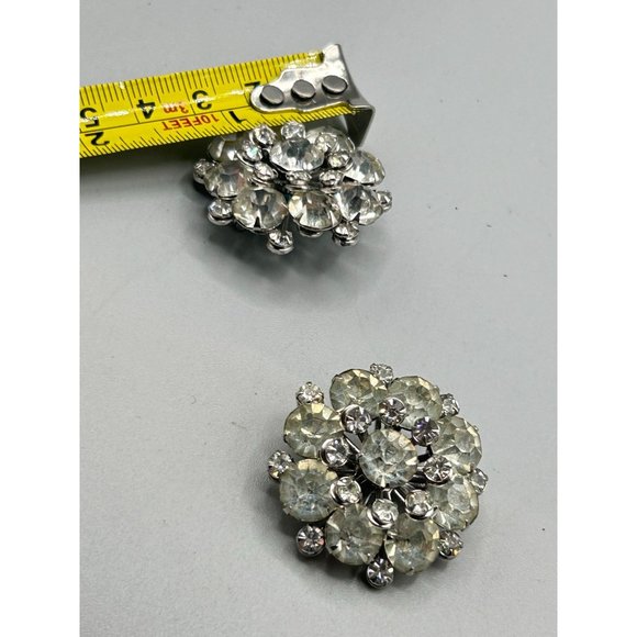 Vintage Pair of Rhinestones Pin Brooches Clear Stones Silver Tone Scatter Pins - Picture 5 of 5